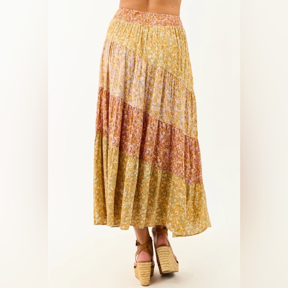 NWT Angie Clothing Boho Floral Print Mixed Media Maxi Skirt - Picture 8 of 14